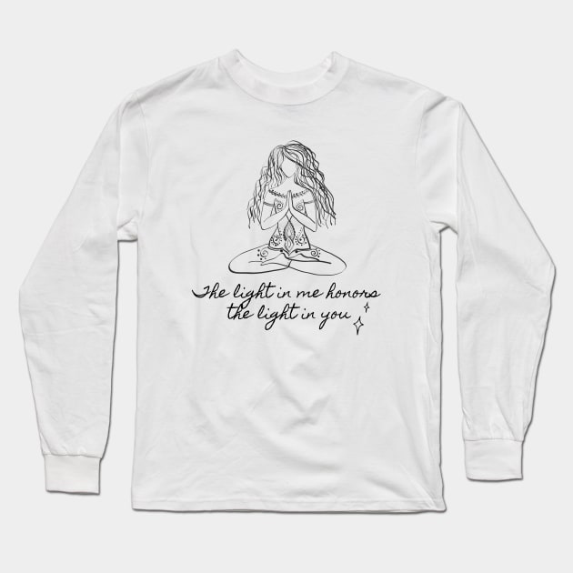 The Light in Me Honors the Light in You Long Sleeve T-Shirt by Design Studio by Kat OM